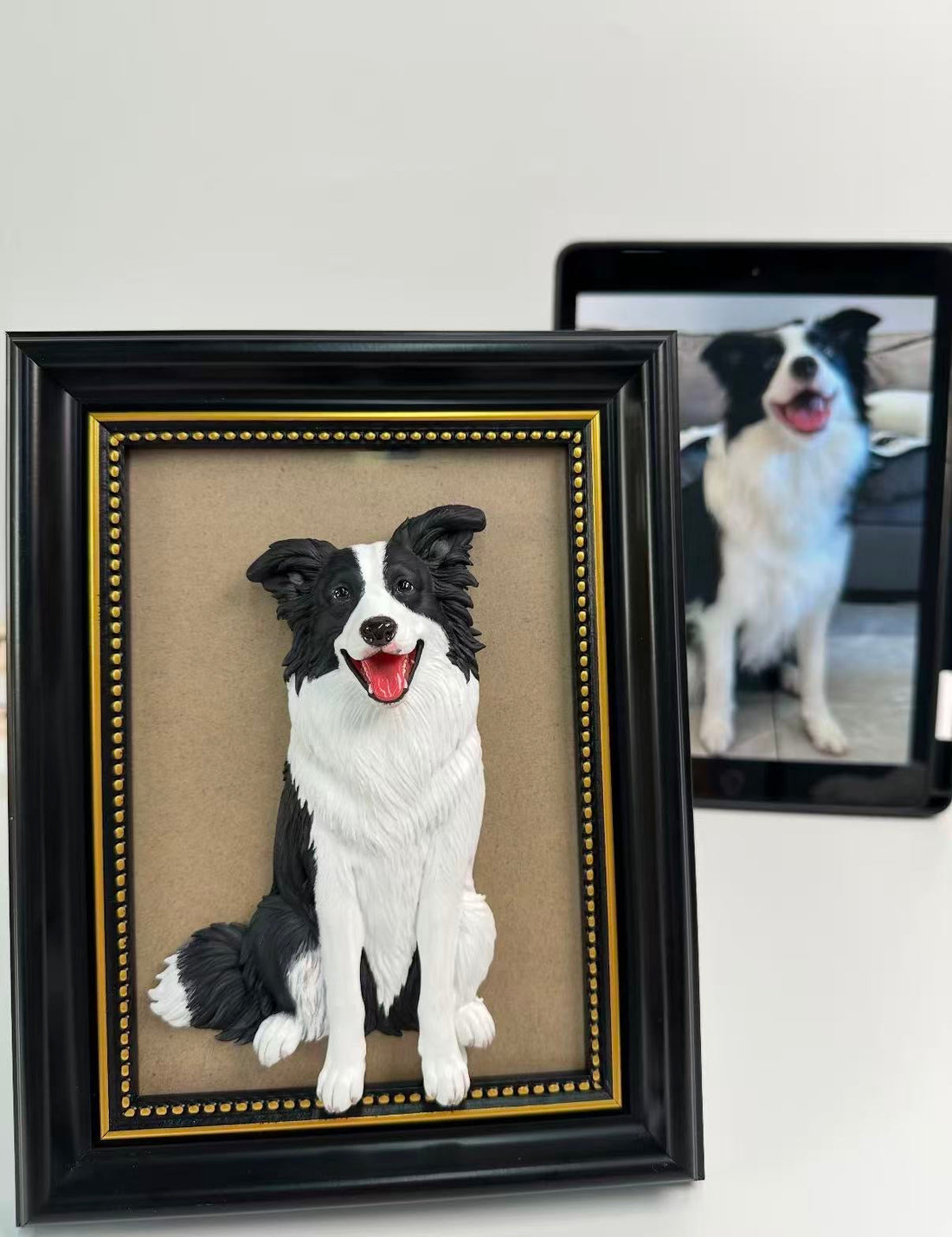 Custom dog 3D portrait frame created from a real pet photo