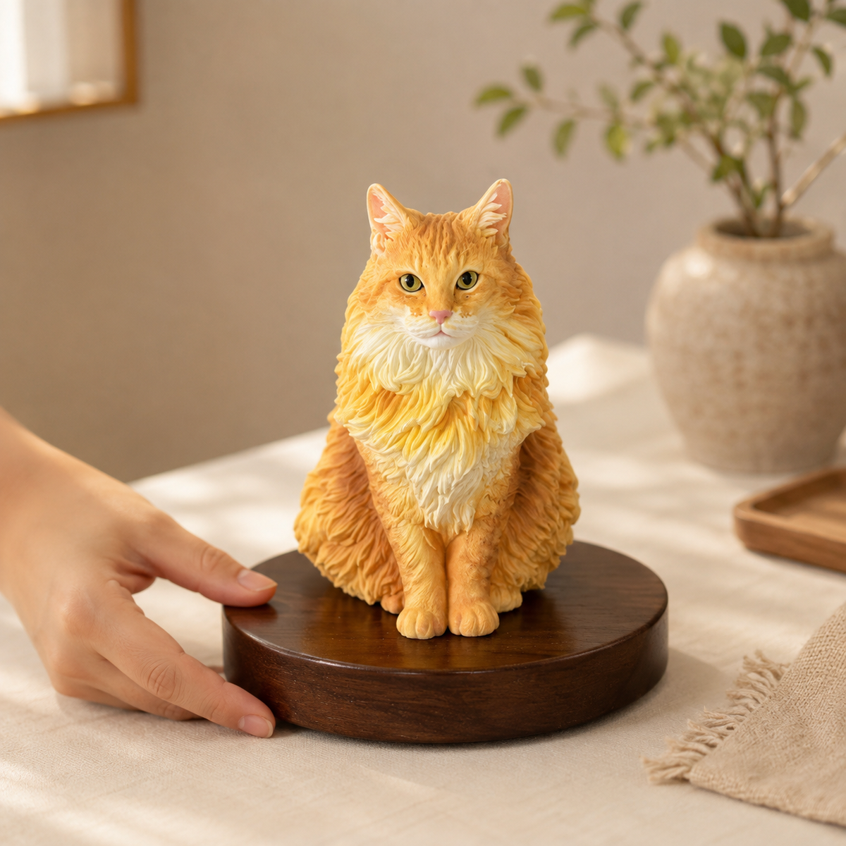 From Photo to Figurine: Custom Orange Cat Sculpture