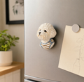 Custom 3D dog pet magnet displayed on a refrigerator