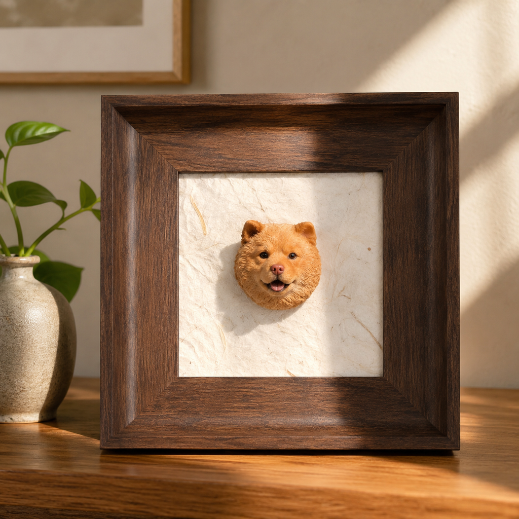 Custom 3D orange cat portrait frame created from a pet photo