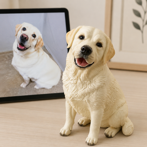 Handmade custom pet figurine created from a dog photo