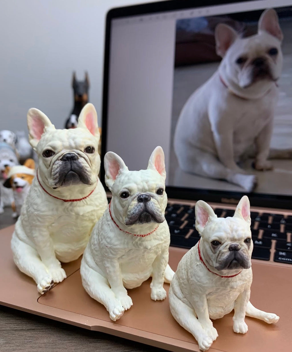 Custom French Bulldog figurines in different sizes handmade from a pet photo
