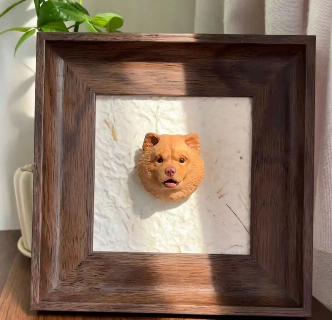 Custom 3D dog portrait frame handmade from a pet photo