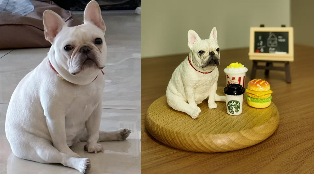 Custom French Bulldog pet figurine handmade from a photo